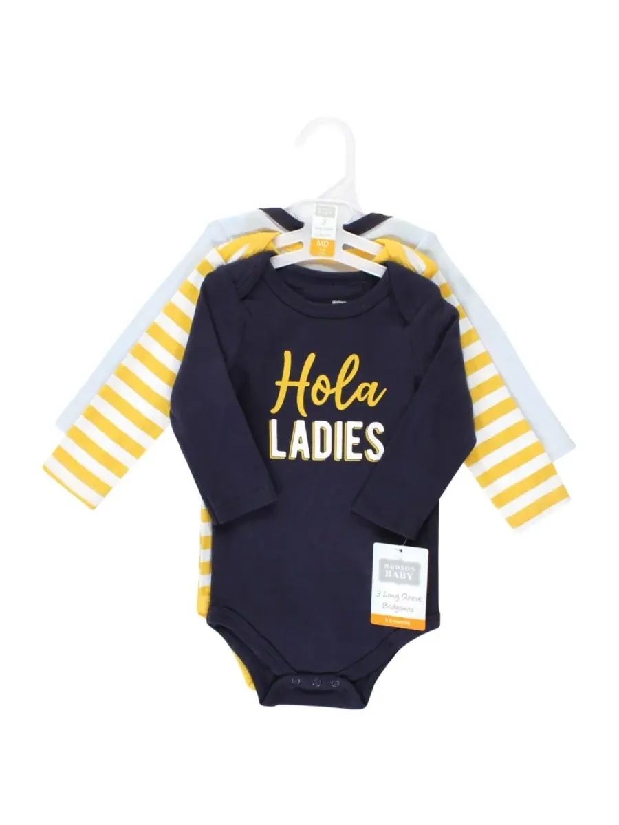 Хлопковые боди с длинными рукавами, комплект из 3 штук Hudson Baby, Hola Ladies 3-Pack — изображение 5 из 5