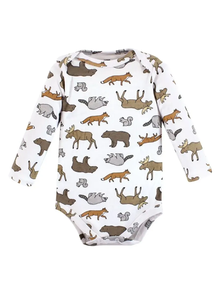 Хлопковые боди с длинными рукавами, комплект из 3 штук Hudson Baby, Animal Adventure 3-Pack — изображение 4 из 5