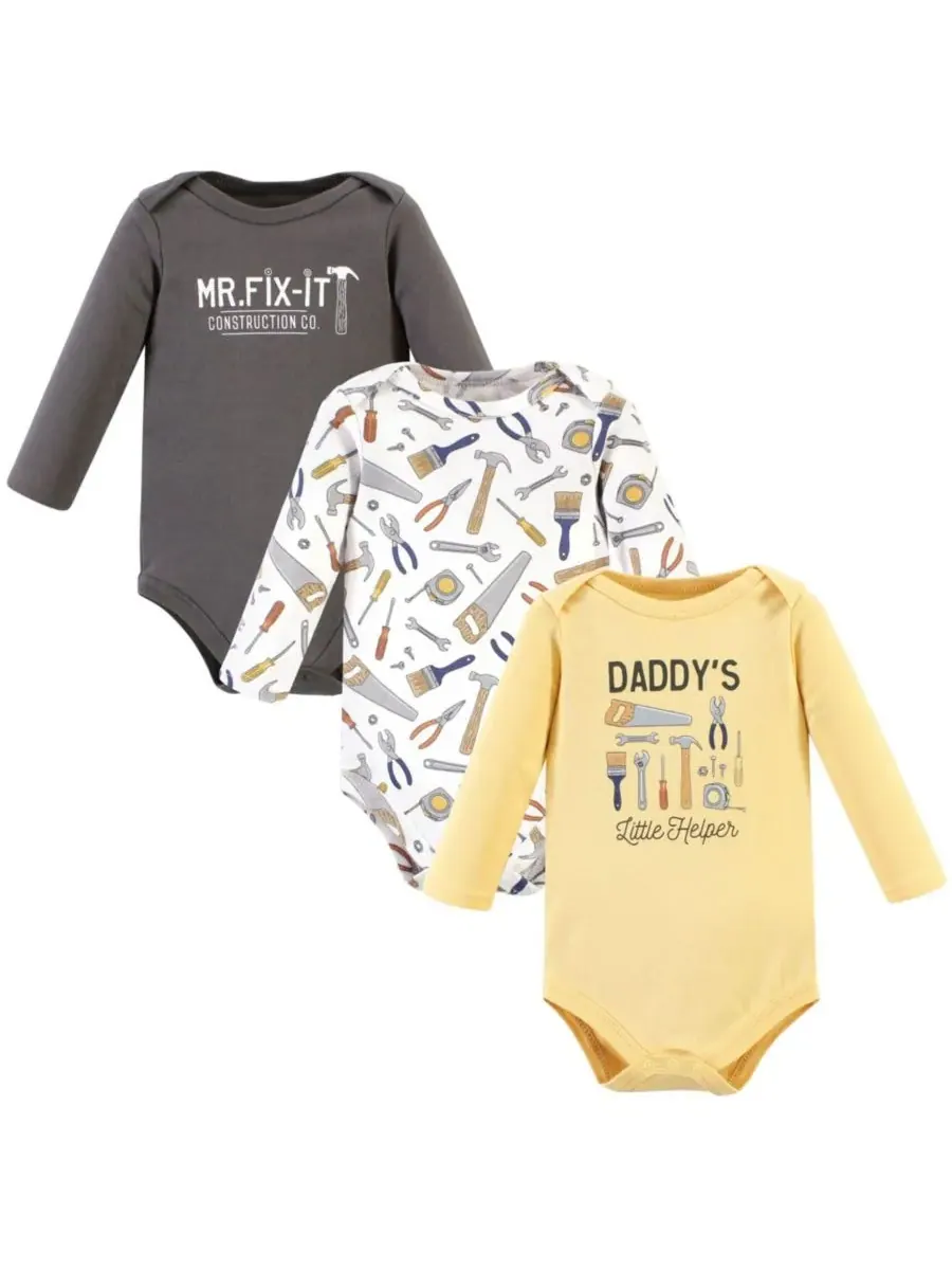 Хлопковые боди с длинными рукавами, комплект из 3 штук Hudson Baby, Construction Work 3-Pack