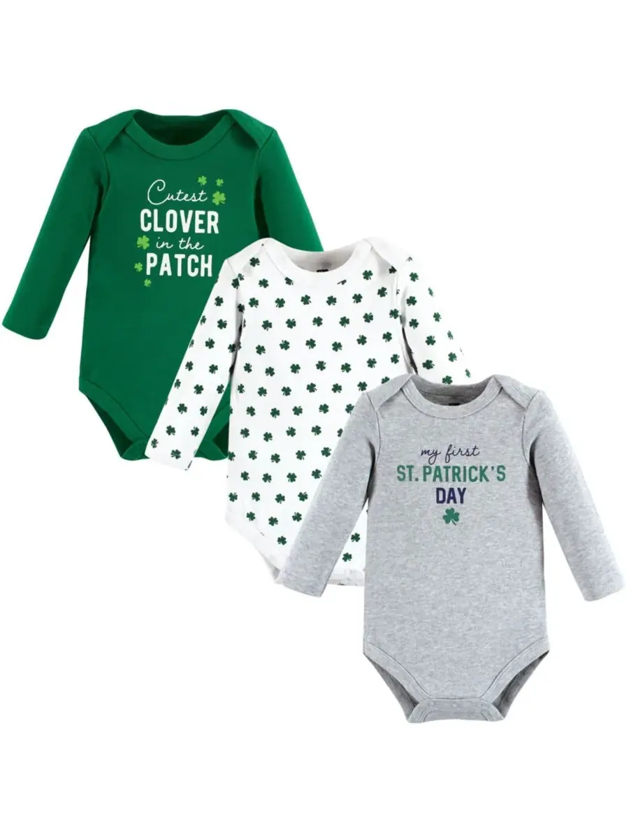 Хлопковые боди с длинными рукавами, комплект из 3 штук Hudson Baby, Cutest Clover