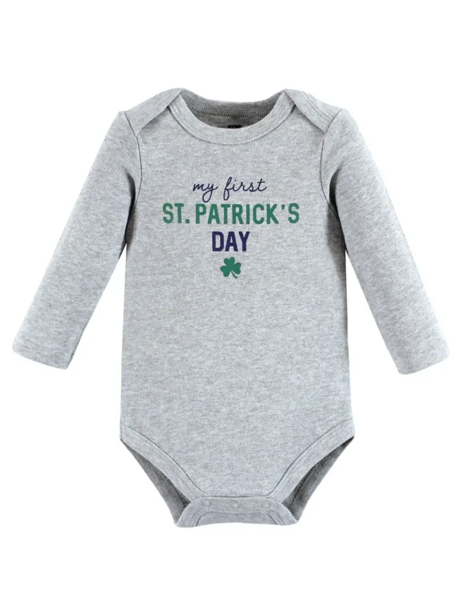 Хлопковые боди с длинными рукавами, комплект из 3 штук Hudson Baby, Cutest Clover — изображение 3 из 3
