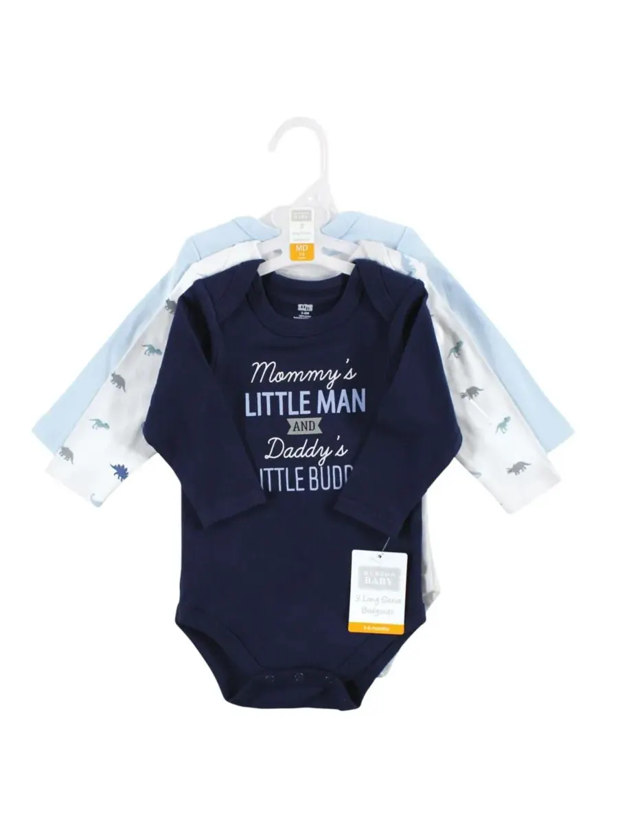 Хлопковые боди с длинными рукавами, комплект из 3 штук Hudson Baby, Newest Family Member — изображение 3 из 3