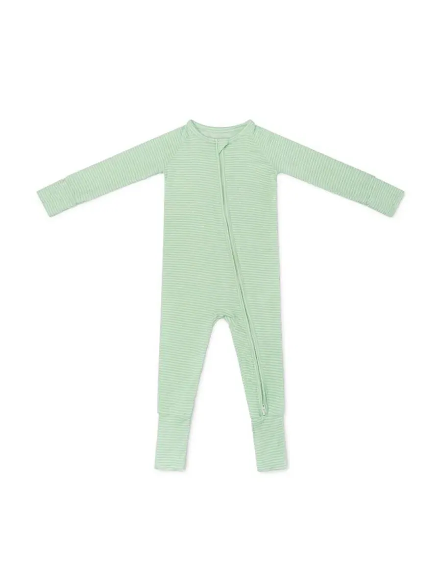 Детский слип-пижама с длинным рукавом, в полоску, Boys Pear Stripe Motette — белый