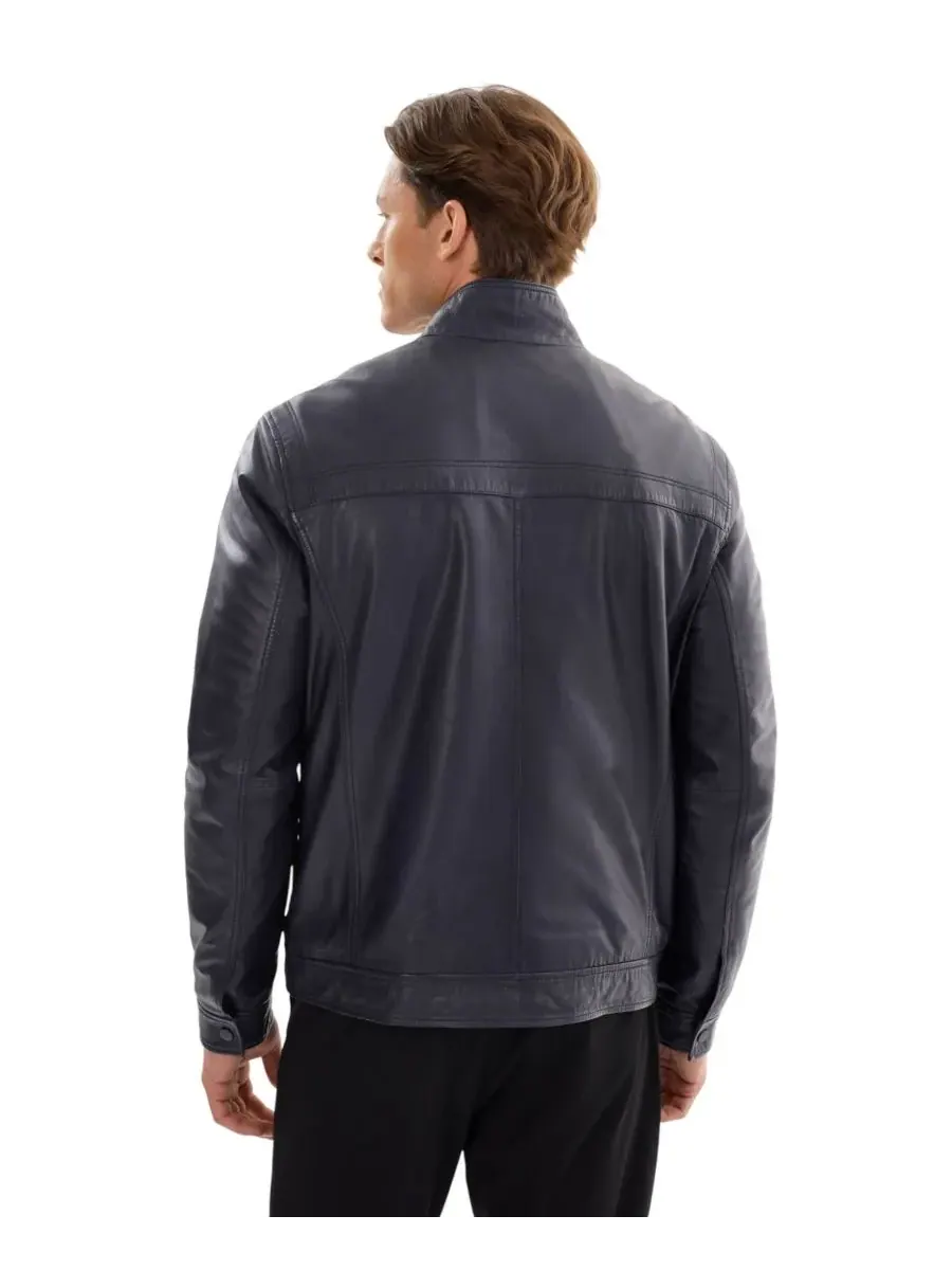 Мужская кожаная куртка Adrian Regency Leathers — изображение 4 из 4, темно-синий/-коричневый