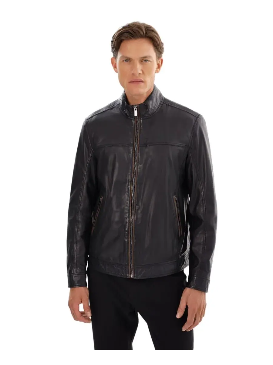 Мужская кожаная куртка Adrian Regency Leathers — изображение 3 из 5, черный/коричневый