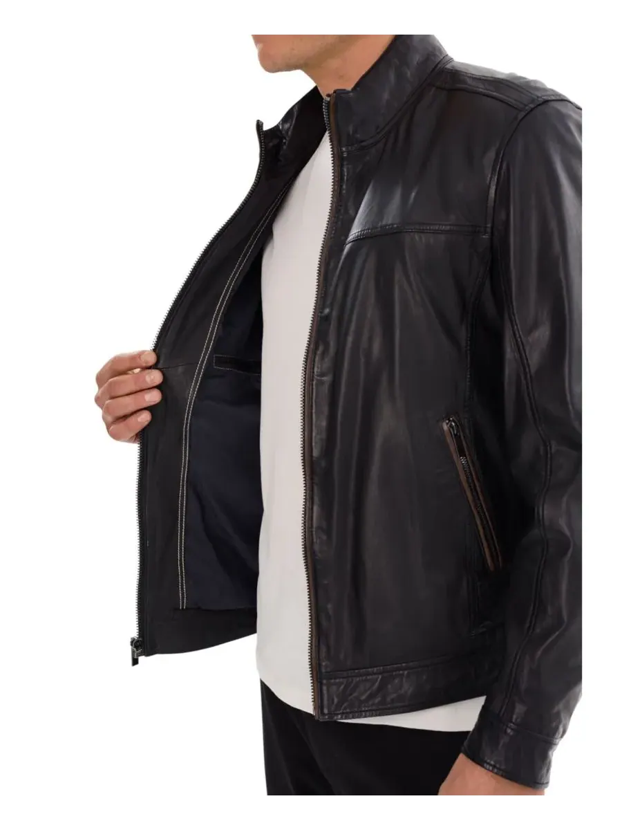 Мужская кожаная куртка Adrian Regency Leathers — изображение 4 из 5, черный/коричневый