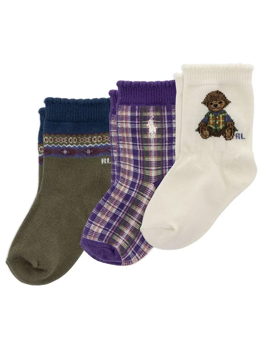 Комплект носков-слипонов с принтом Polo Bear, Plaid и Fair Isle Polo Ralph Lauren