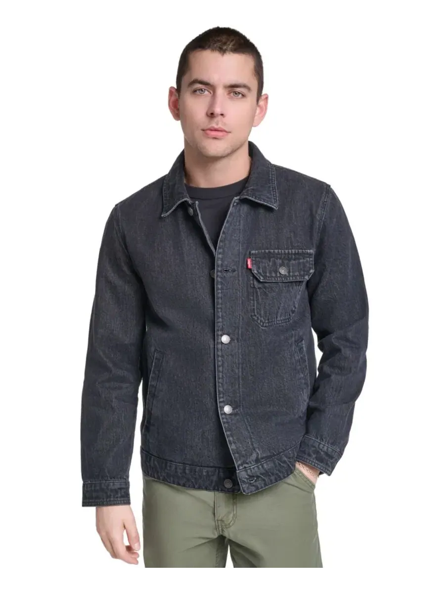 Джинсовая куртка с отложным воротником Levi's Men's Denim Depot Jacket — изображение 1 из 5, черный джинсовый синий