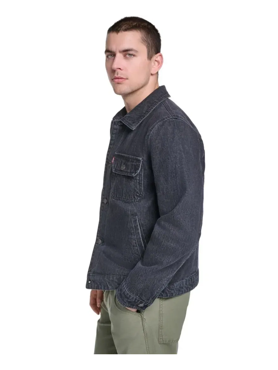 Джинсовая куртка с отложным воротником Levi's Men's Denim Depot Jacket — изображение 3 из 5, черный джинсовый синий