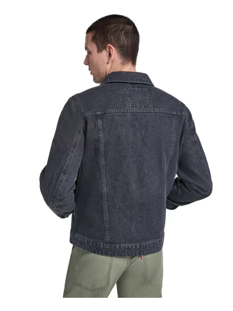 Джинсовая куртка с отложным воротником Levi's Men's Denim Depot Jacket — изображение 4 из 5, черный джинсовый синий