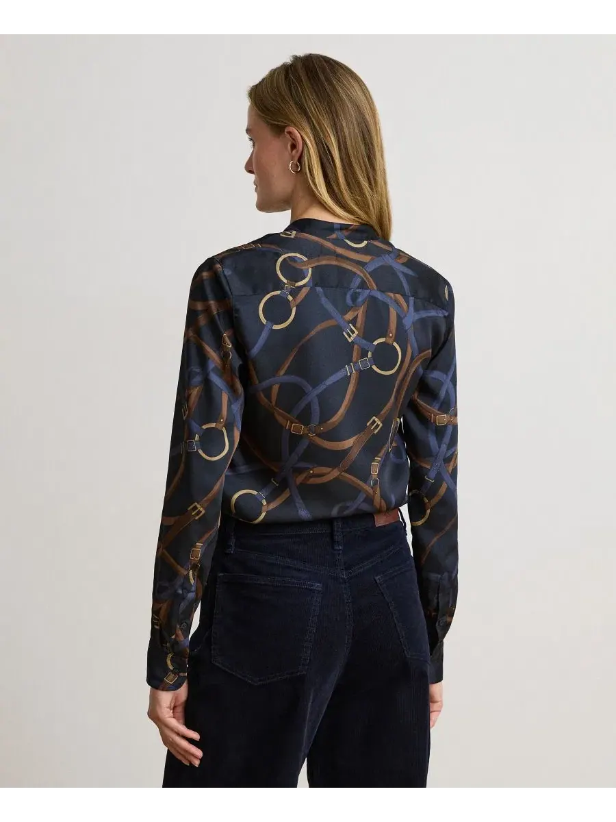 Женская рубашка из твила с принтом-поясом и рюшами Belting-Print Ruffle-Trim Lauren Ralph Lauren — изображение 4 из 6