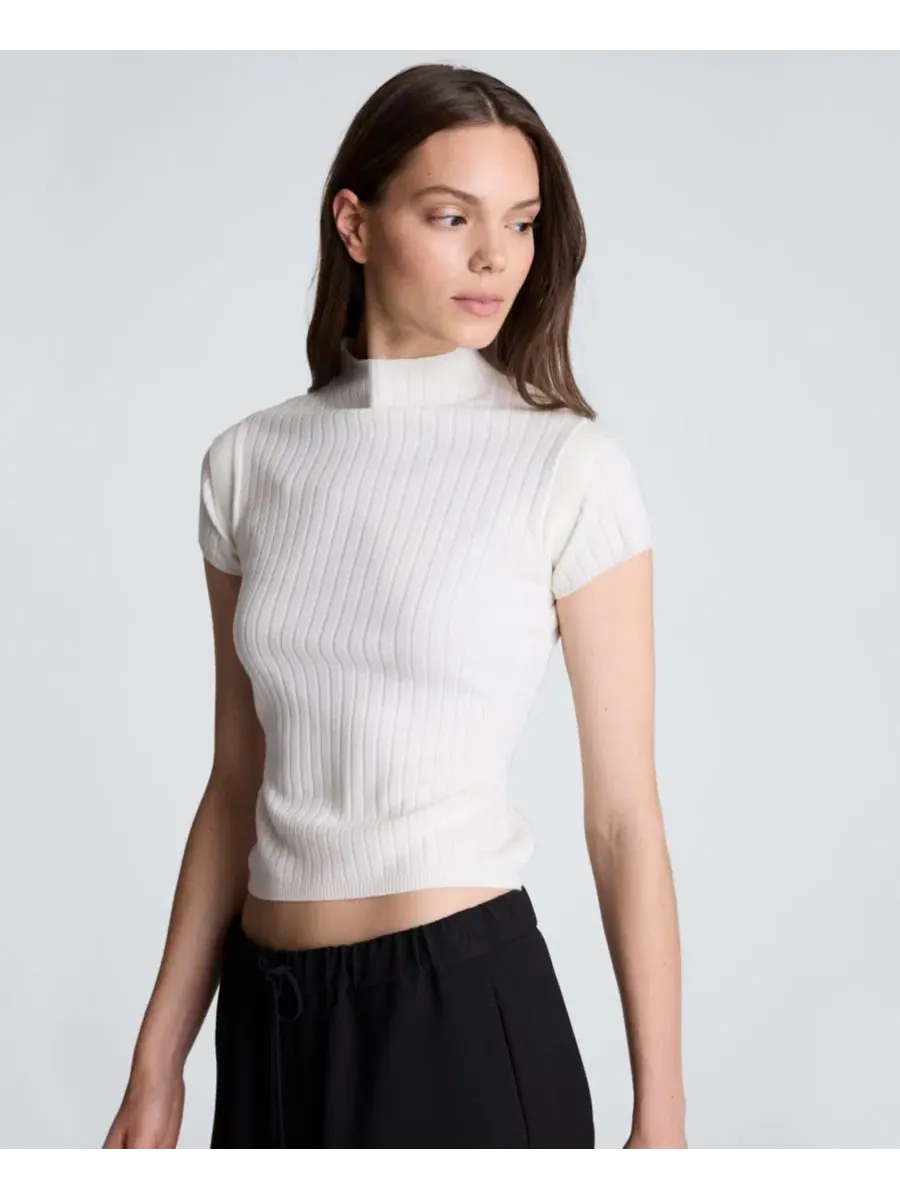 Свитер Kenneth Cole с воротником-стойкой, многослойный — изображение 3 из 10, устрица