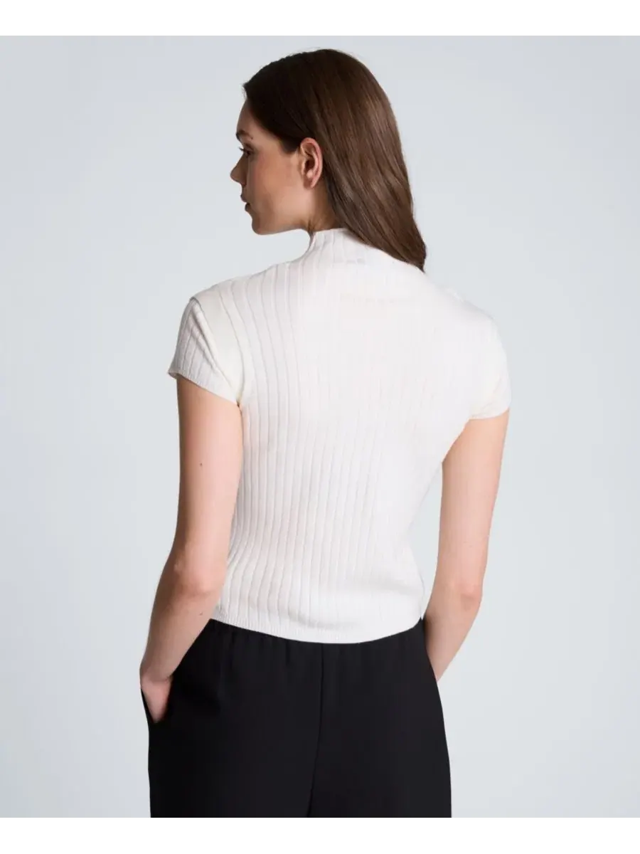 Свитер Kenneth Cole с воротником-стойкой, многослойный — изображение 5 из 10, устрица