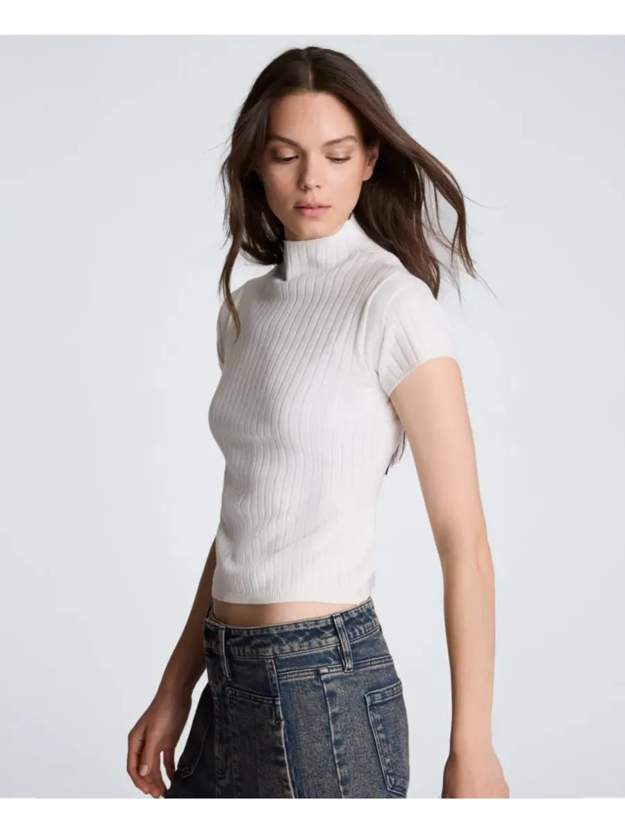 Свитер Kenneth Cole с воротником-стойкой, многослойный — изображение 8 из 10, устрица