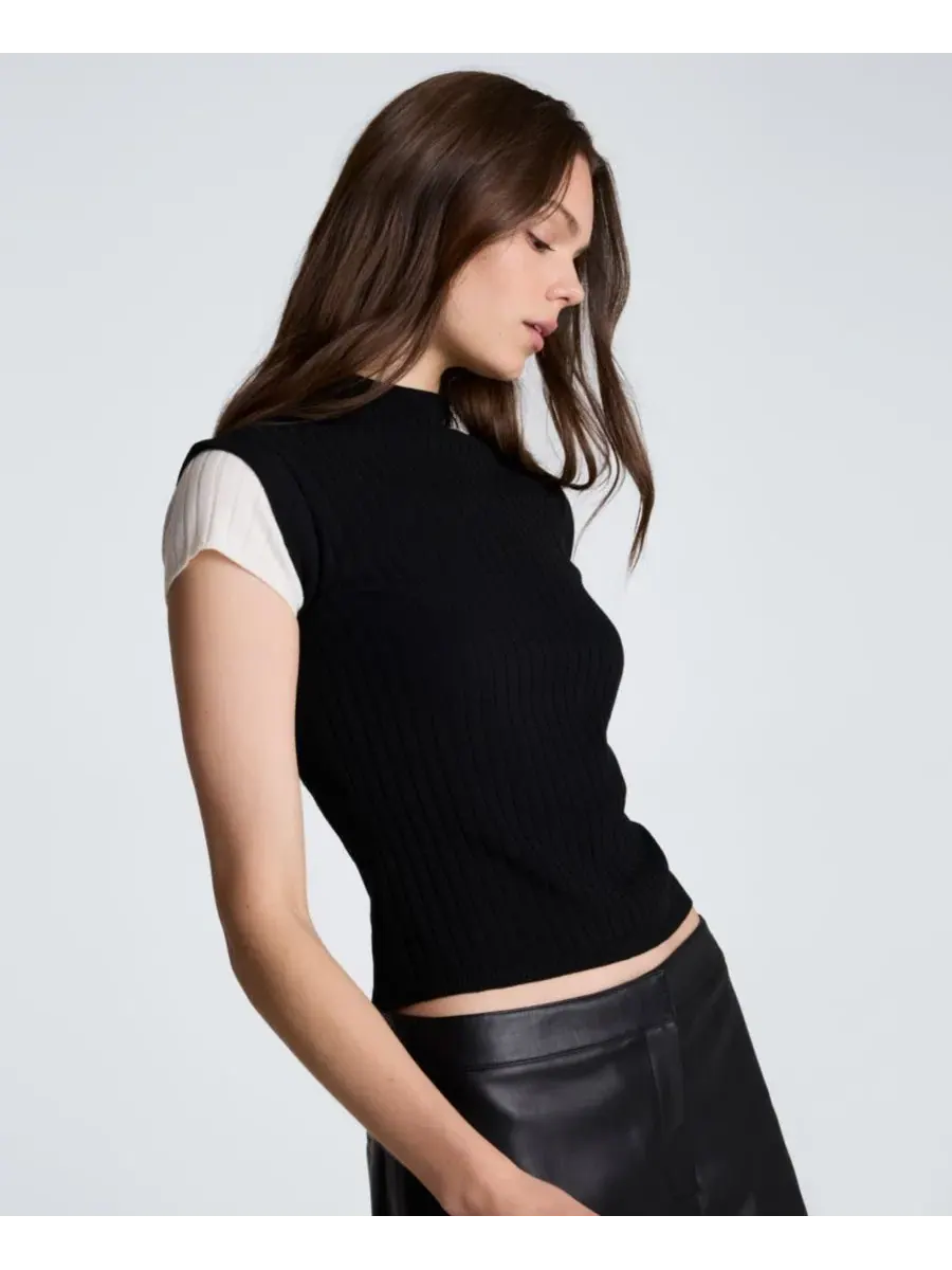 Свитер Kenneth Cole с воротником-стойкой, многослойный — изображение 3 из 5, черный