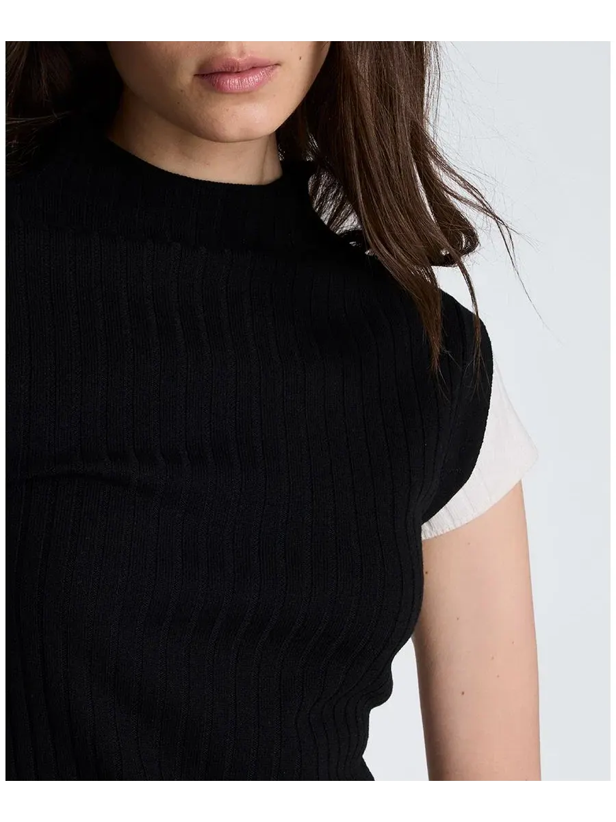 Свитер Kenneth Cole с воротником-стойкой, многослойный — изображение 4 из 5, черный