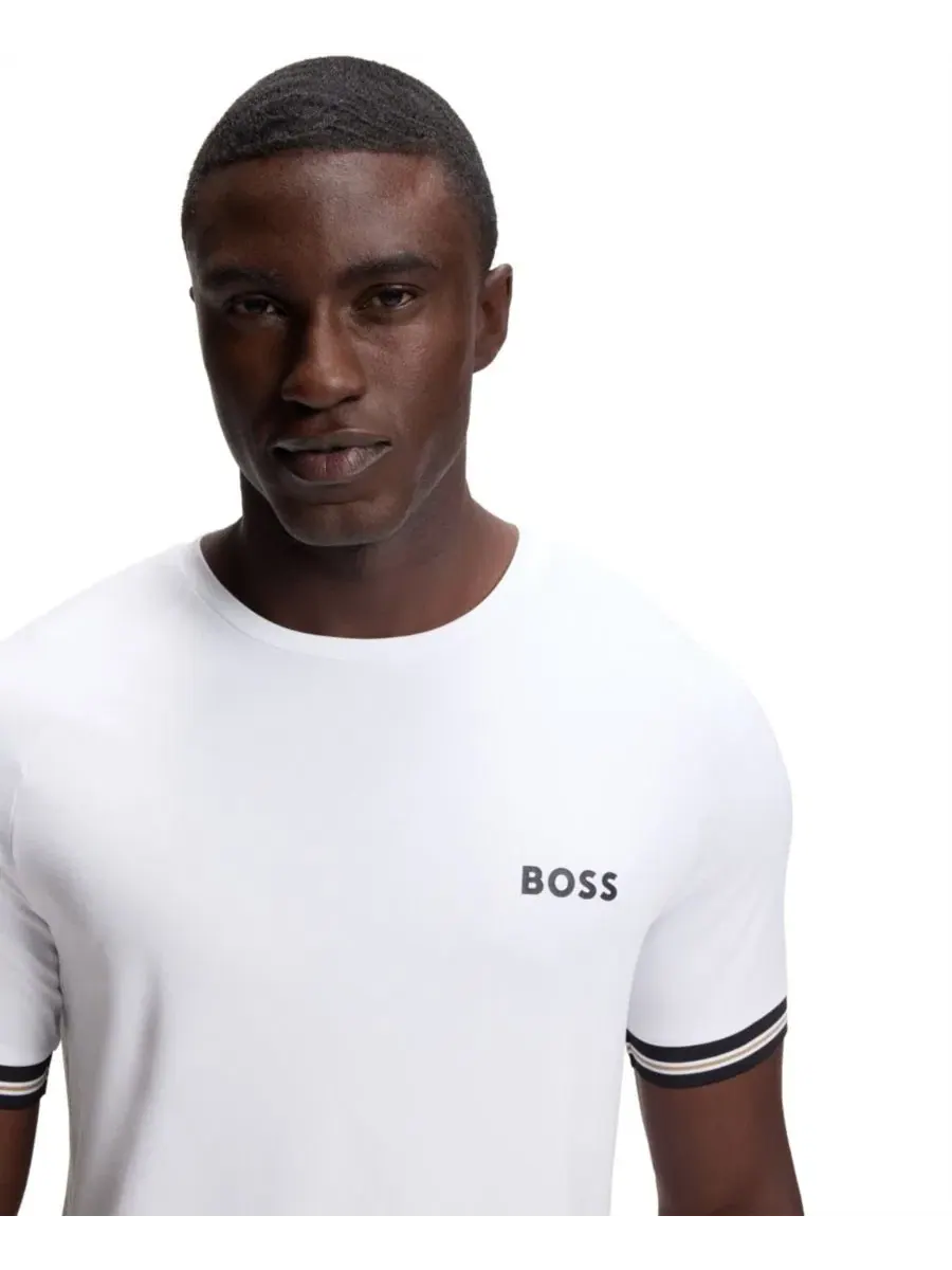 Футболка с принтом теннисного мяча Slim Fit Hugo Boss — изображение 5 из 5, белый