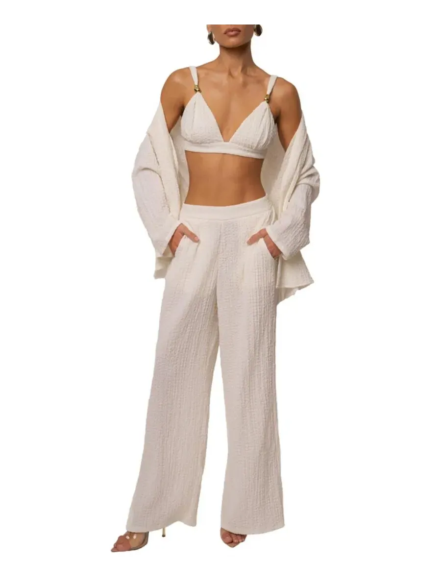 Блуза-туника с завязками спереди Unwind Tie-Front JLUXLABEL — изображение 10 из 10, белый