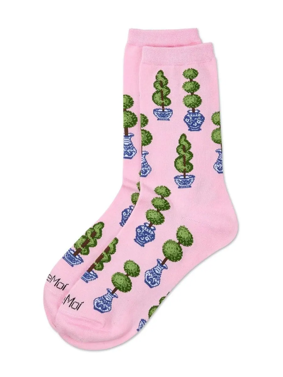 Женские имбирные баночки из вискозы Носки Crew Socks MeMoi — изображение 3 из 3, розовый