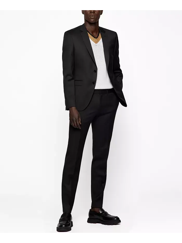 Мужской ультратонкий пиджак из камвольной шерсти Serge Hugo Boss — изображение 4 из 4, черный