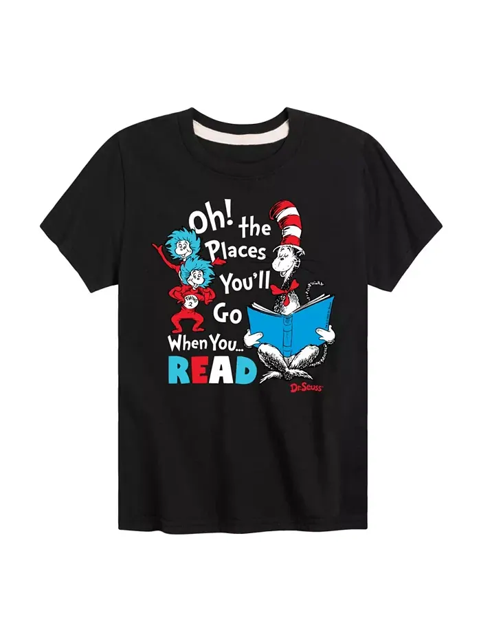 Футболка с принтом "Oh the Places You'll Go" для мальчиков старшего возраста Dr. Seuss — черный