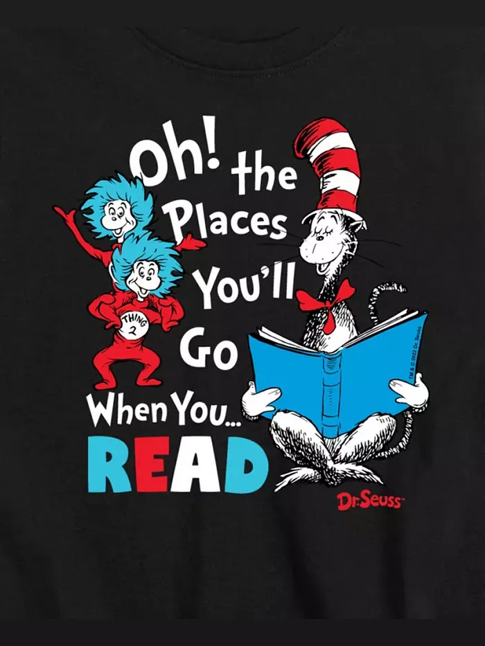 Футболка с принтом "Oh the Places You'll Go" для мальчиков старшего возраста Dr. Seuss — изображение 3 из 3, черный