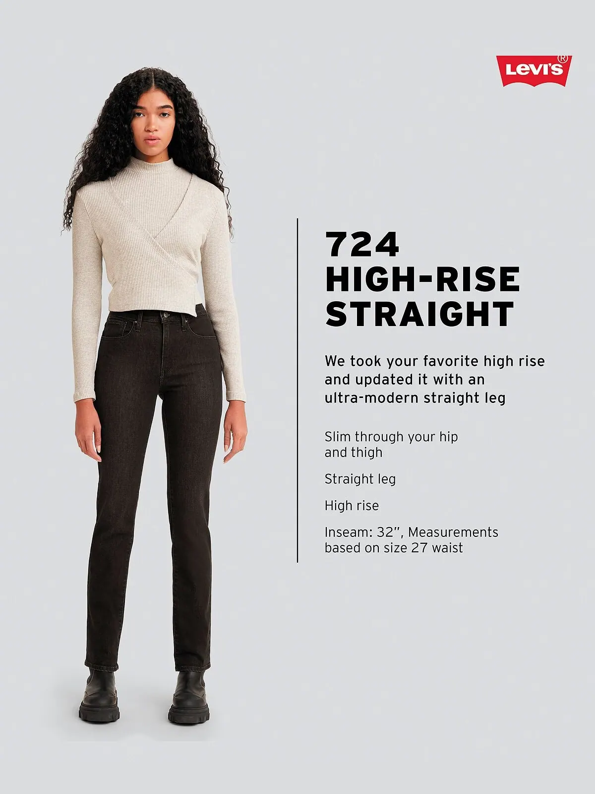 Женские джинсы Levi's 724 Straight-Leg — изображение 6 из 6, черный