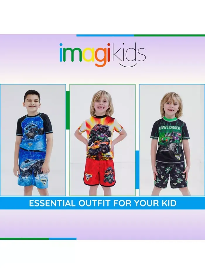 Детский комплект для плавания: худи-рашгард и шорты Boys Pullover Rash Guard and Swim Trunks Outfit — изображение 2 из 6