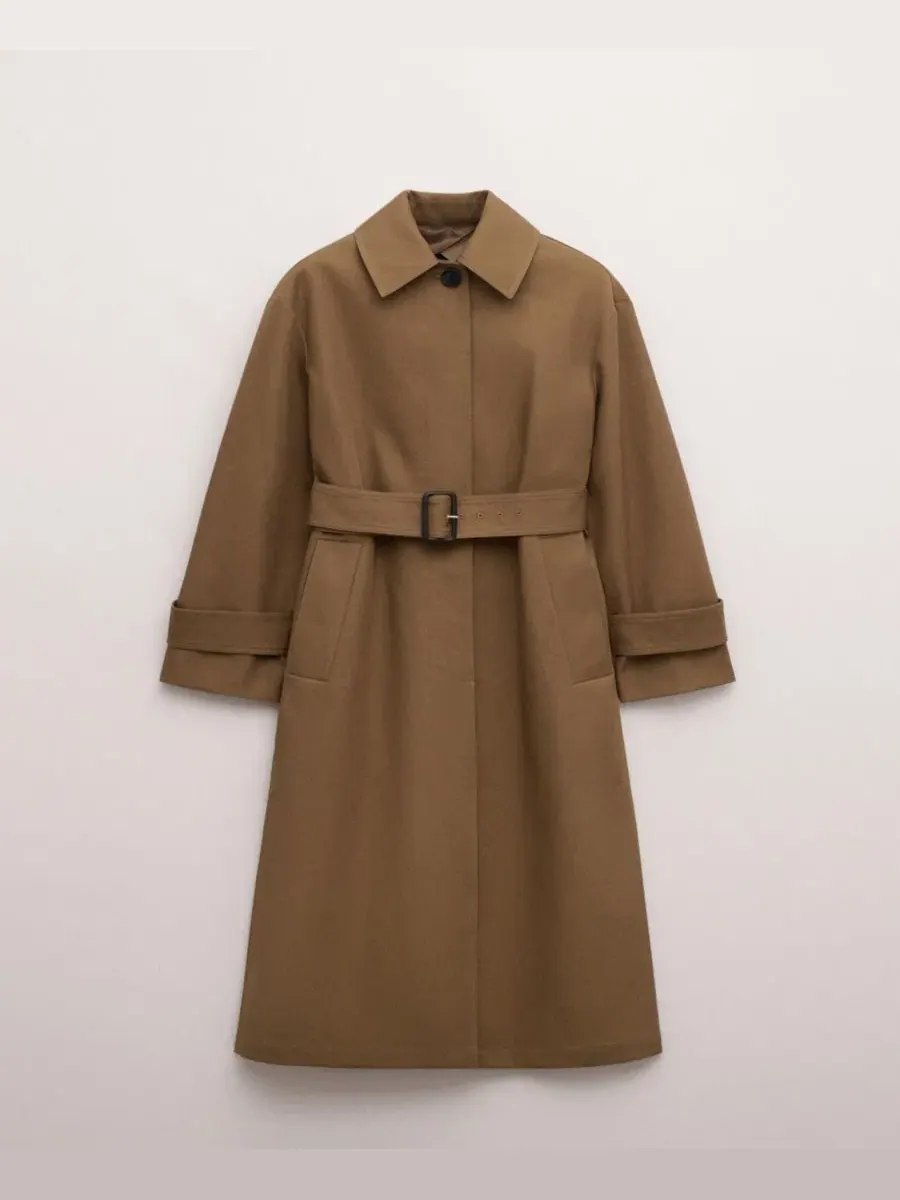 Пальто-тренч с поясом Cotton Trench Coat With Belt MANGO