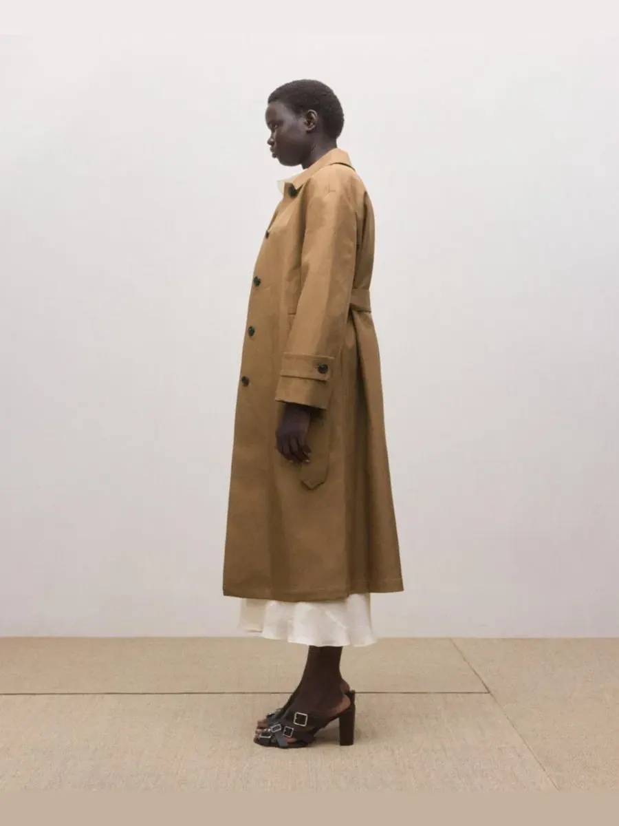 Пальто-тренч с поясом Cotton Trench Coat With Belt MANGO — изображение 5 из 6, коричневый