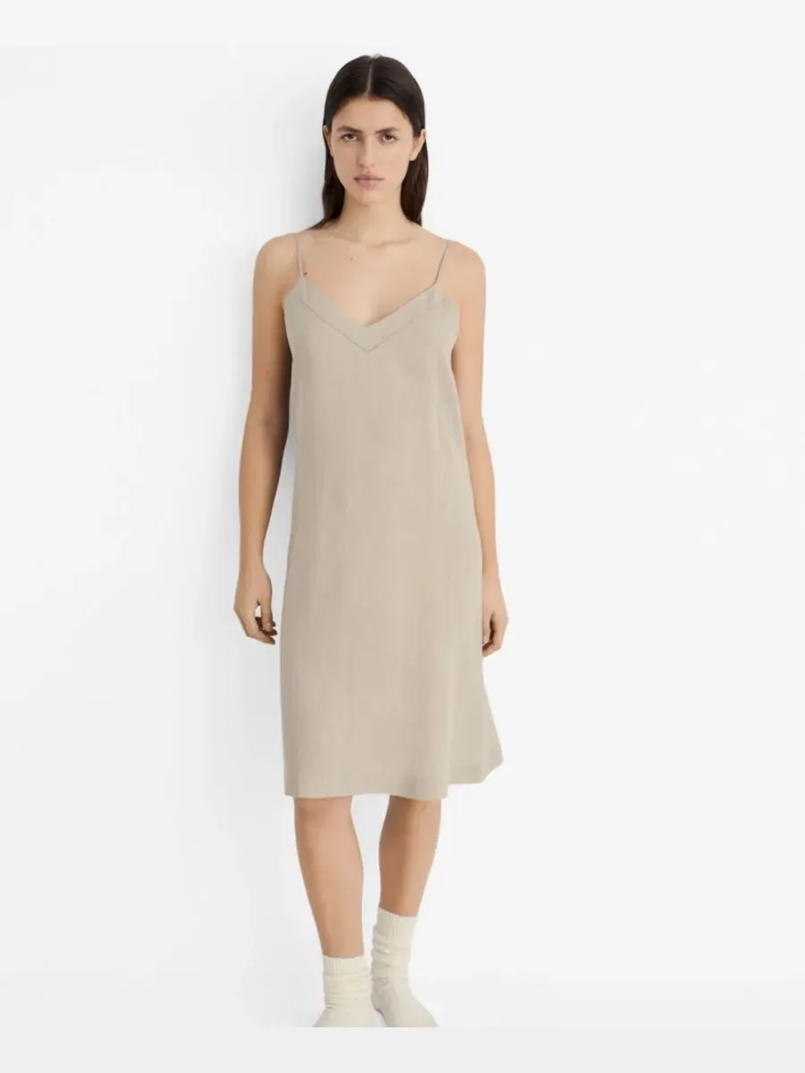 Женская льняная ночная сорочка без рукавов, модель Linen Nightgown MANGO