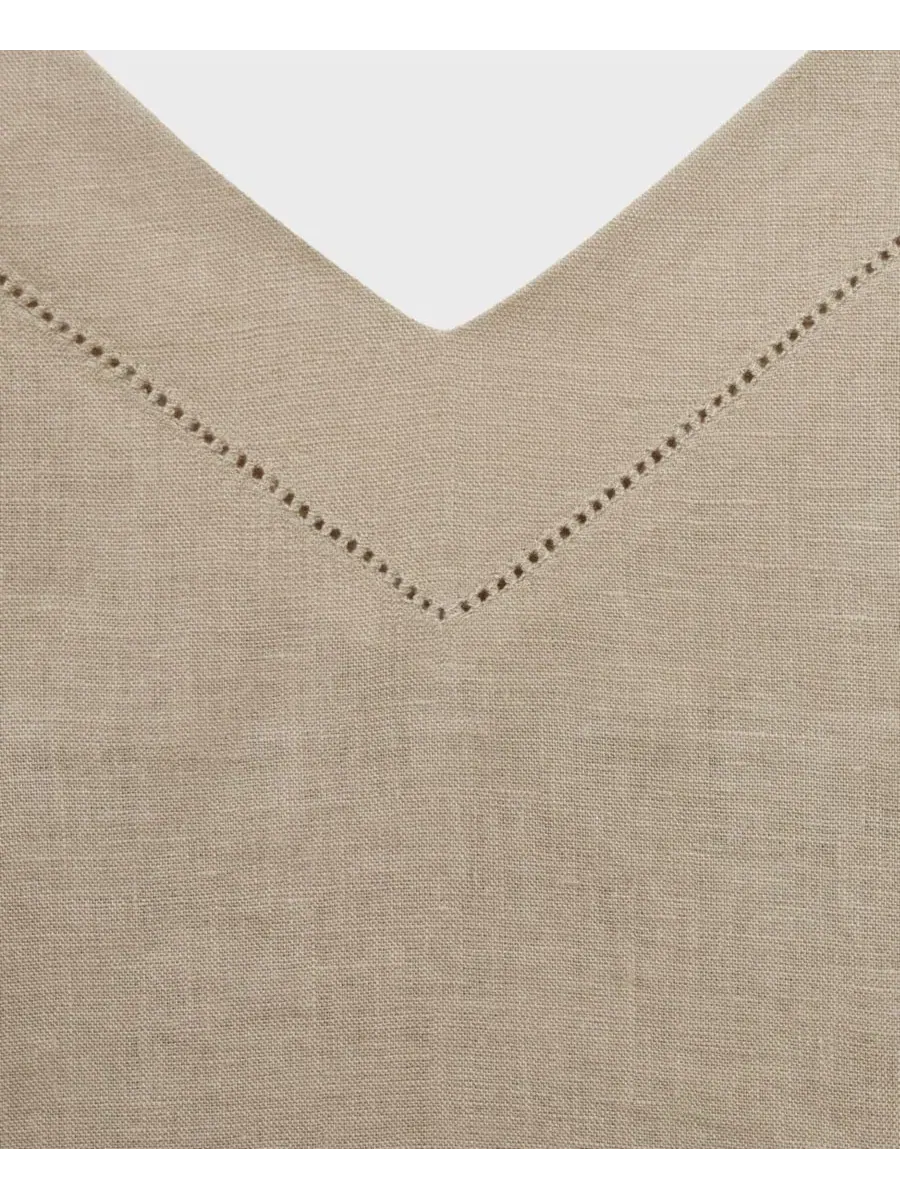 Женская льняная ночная сорочка без рукавов, модель Linen Nightgown MANGO — изображение 4 из 4, бежевый