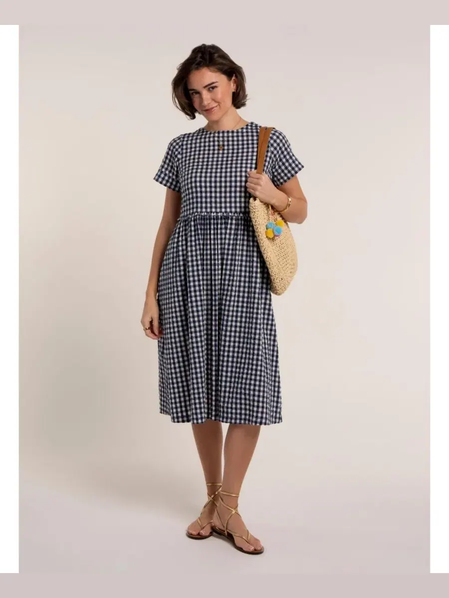 Платье миди с принтом Perla Gingham Brakeburn — изображение 4 из 8, синий