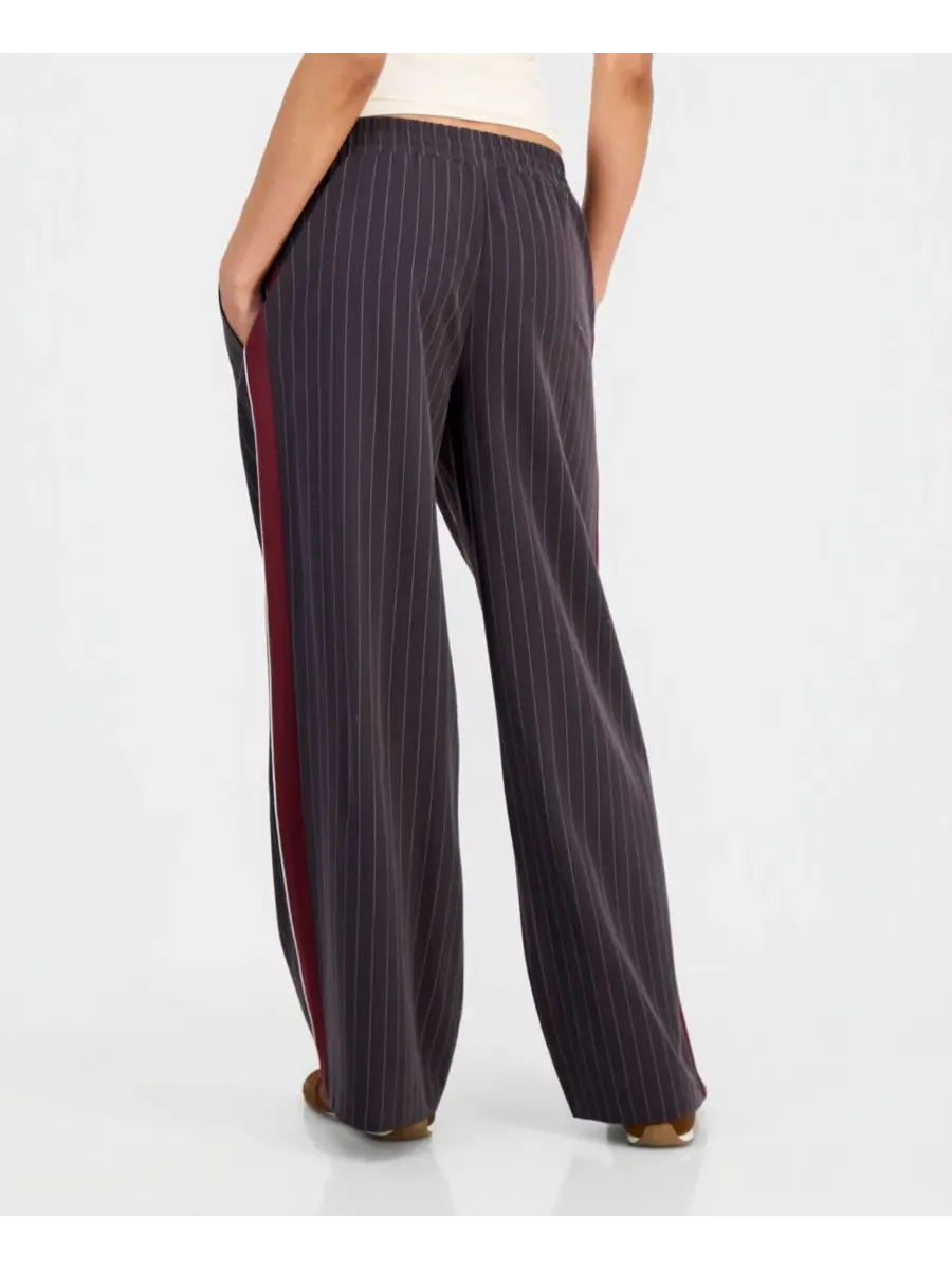 Штаны на кулиске в полоску Juniors' Striped Drawstring Pants Sincerely Jules — изображение 2 из 7, черный