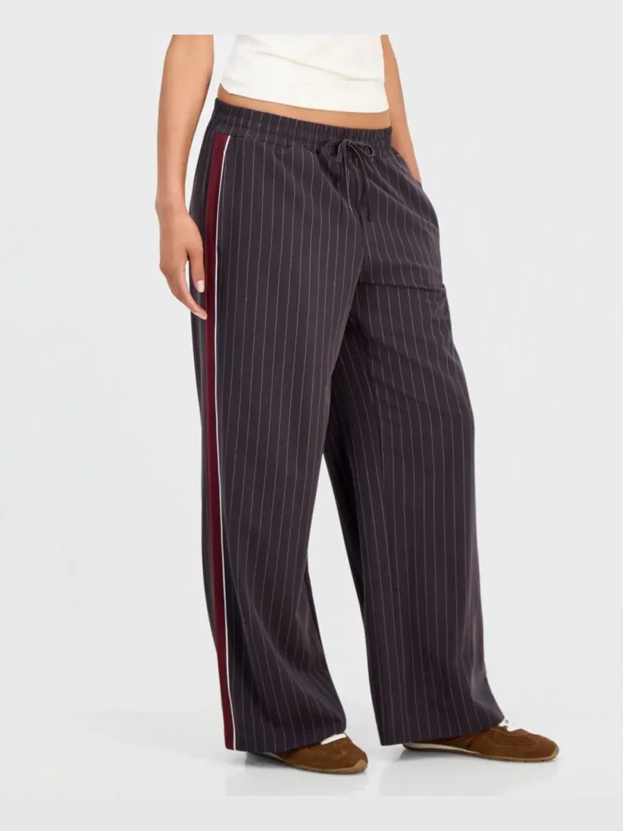Штаны на кулиске в полоску Juniors' Striped Drawstring Pants Sincerely Jules — изображение 3 из 7, черный