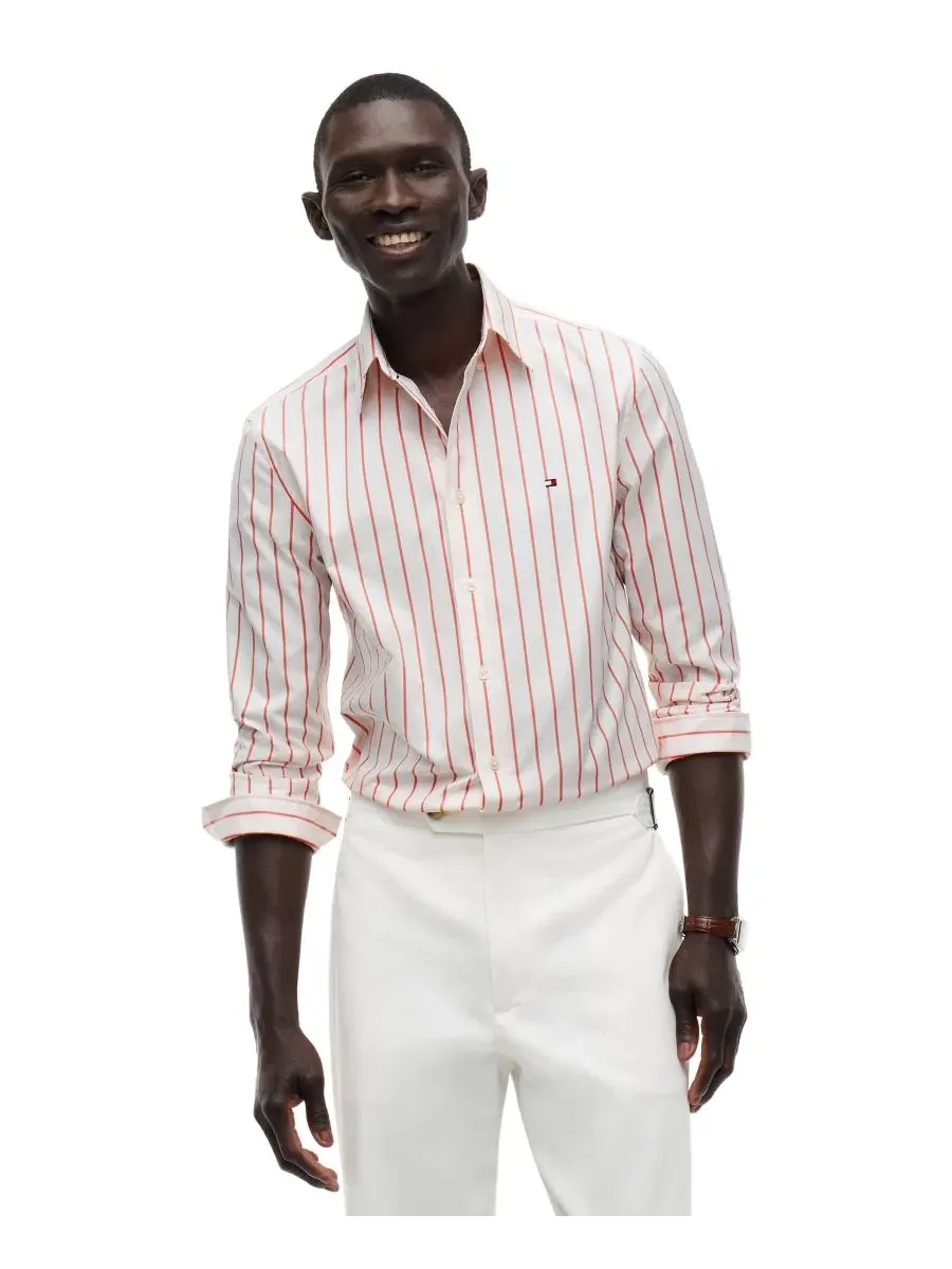 Рубашка из поплина с принтом в полоску Performance Poplin Stripe Shirt Tommy Hilfiger