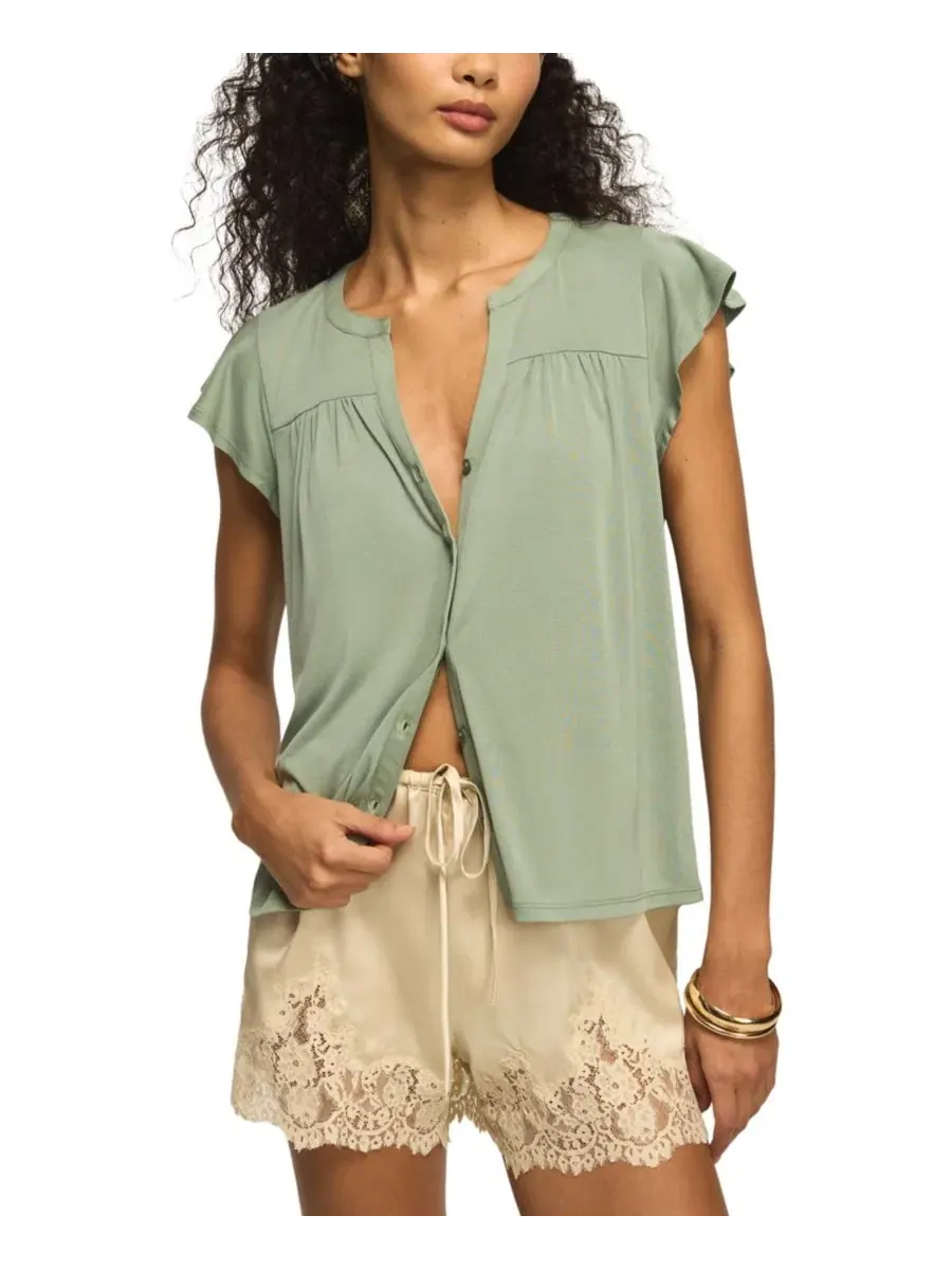 Блузка с рукавами-крылышками, модель Sandwash Flutter-Sleeve Button-Up Lucky Brand — изображение 1 из 6, кувшинка