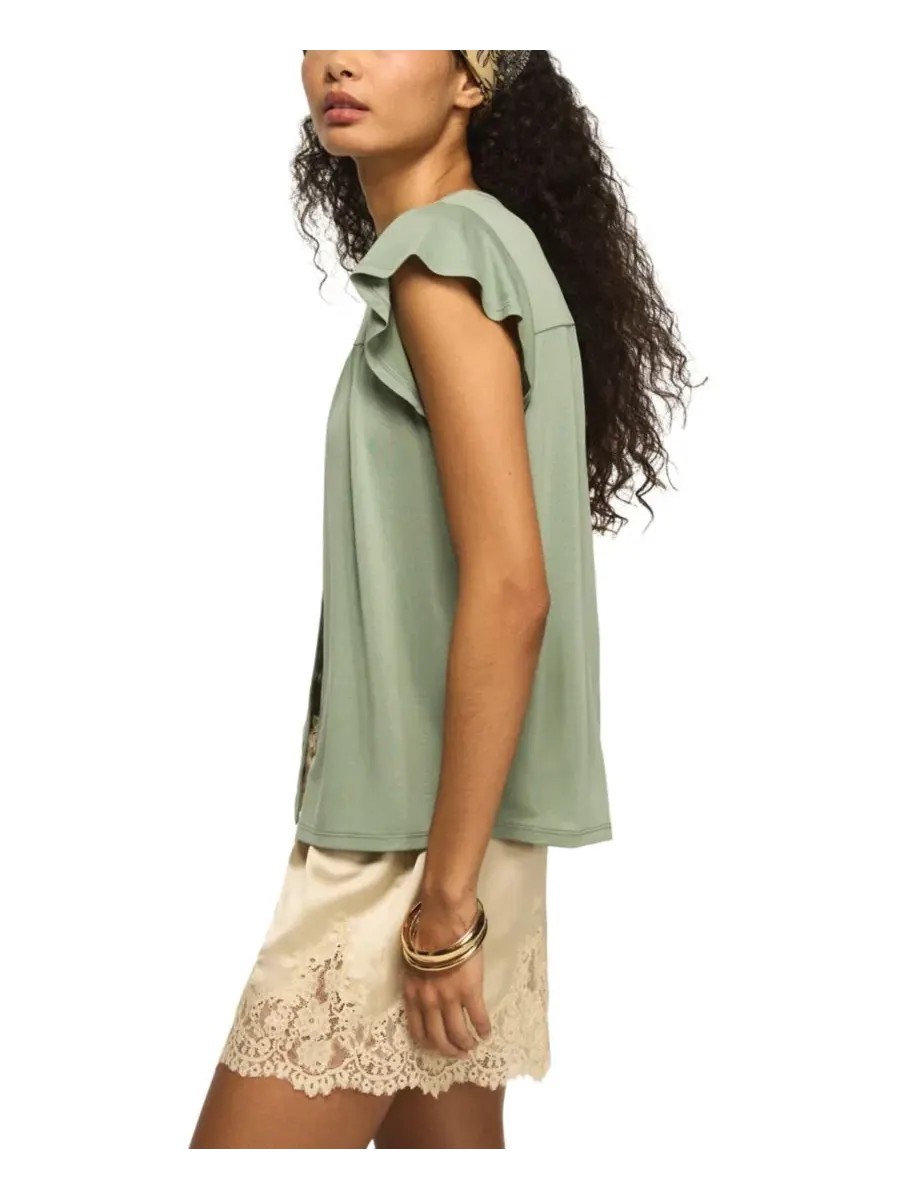 Блузка с рукавами-крылышками, модель Sandwash Flutter-Sleeve Button-Up Lucky Brand — изображение 3 из 6, кувшинка