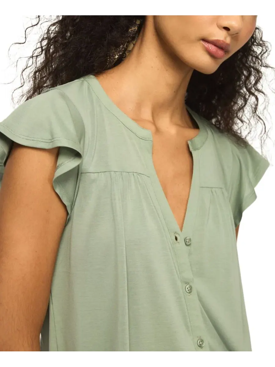 Блузка с рукавами-крылышками, модель Sandwash Flutter-Sleeve Button-Up Lucky Brand — изображение 4 из 6, кувшинка