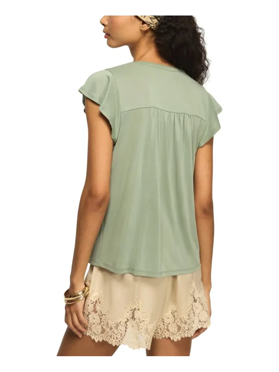 Блузка с рукавами-крылышками, модель Sandwash Flutter-Sleeve Button-Up Lucky Brand — изображение 5 из 6, кувшинка