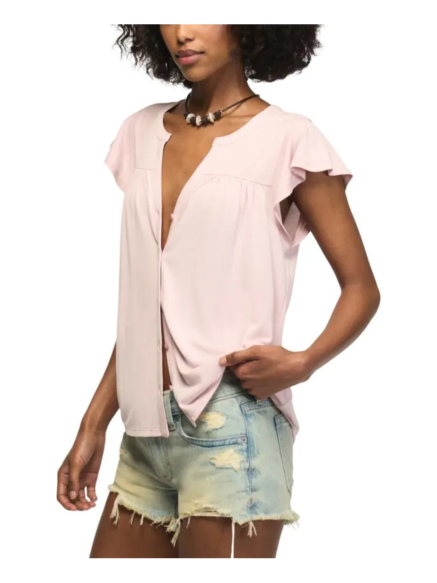 Блузка с рукавом-крылышко и застежкой на пуговицы, модель Sandwash Flutter-Sleeve Button-Up Lucky — изображение 3 из 6