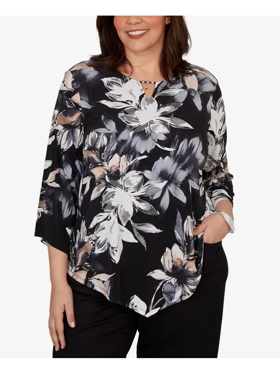 Блуза с принтом Watercolor Floral Puff Printed Alfred Dunner