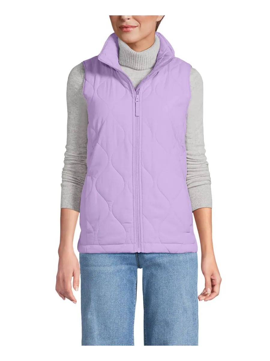 Женский высокий стеганый утепленный жилет FeatherFree Onion Lands' End, Whisper lilac