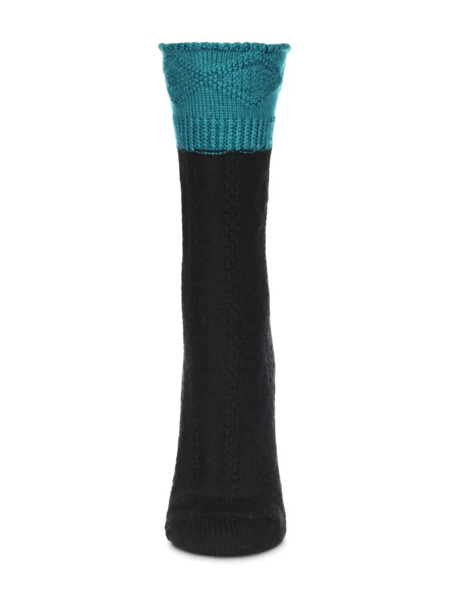 Женские носки Diamond Bits Soft-Fit Two-Tone Crew Sock MeMoi — изображение 2 из 3, черный