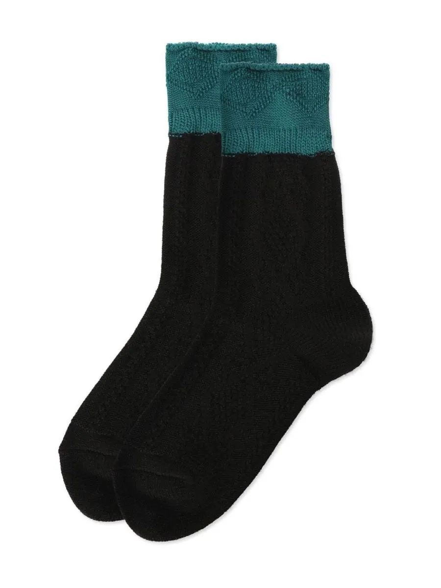 Женские носки Diamond Bits Soft-Fit Two-Tone Crew Sock MeMoi — изображение 3 из 3, черный