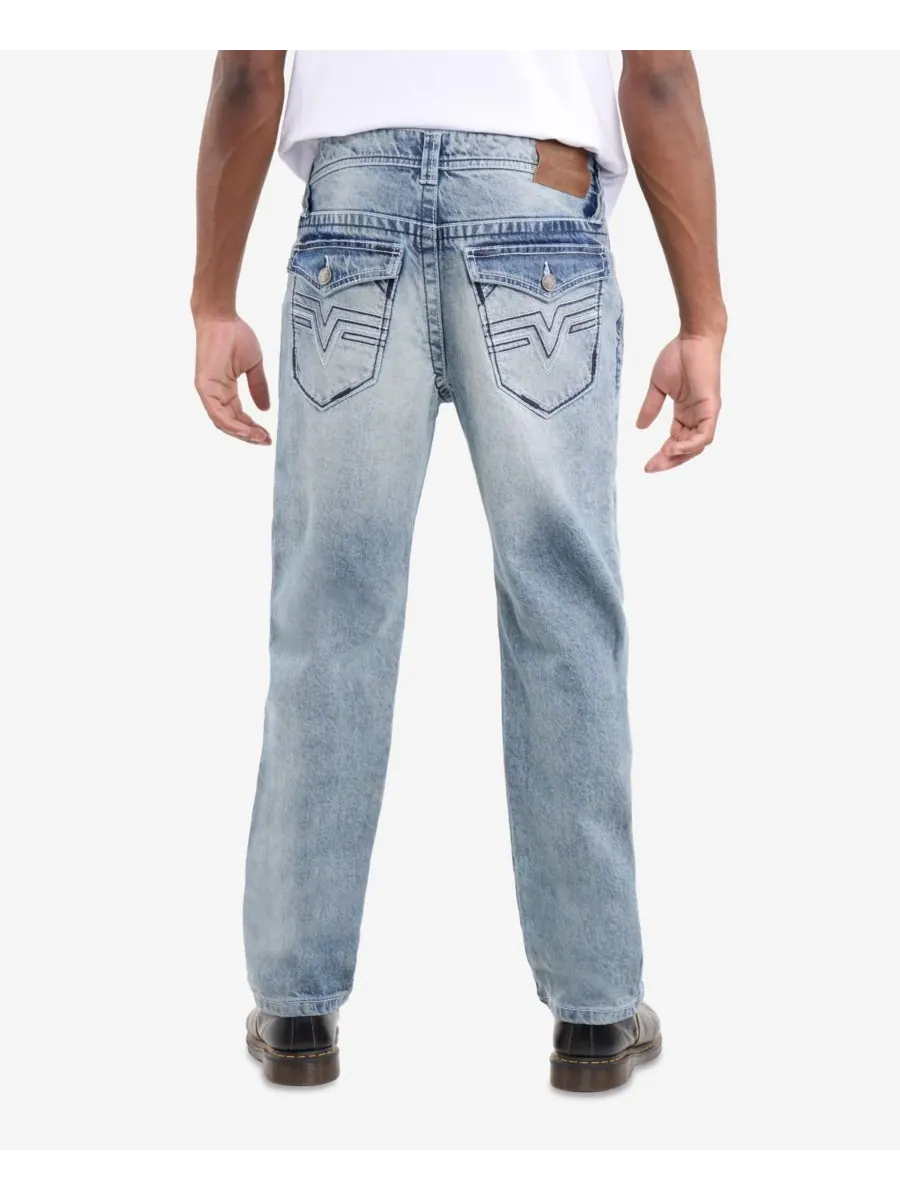 Мужские джинсы с римским кроем и седельной строчкой CULTURA — изображение 4 из 6, светлый синий