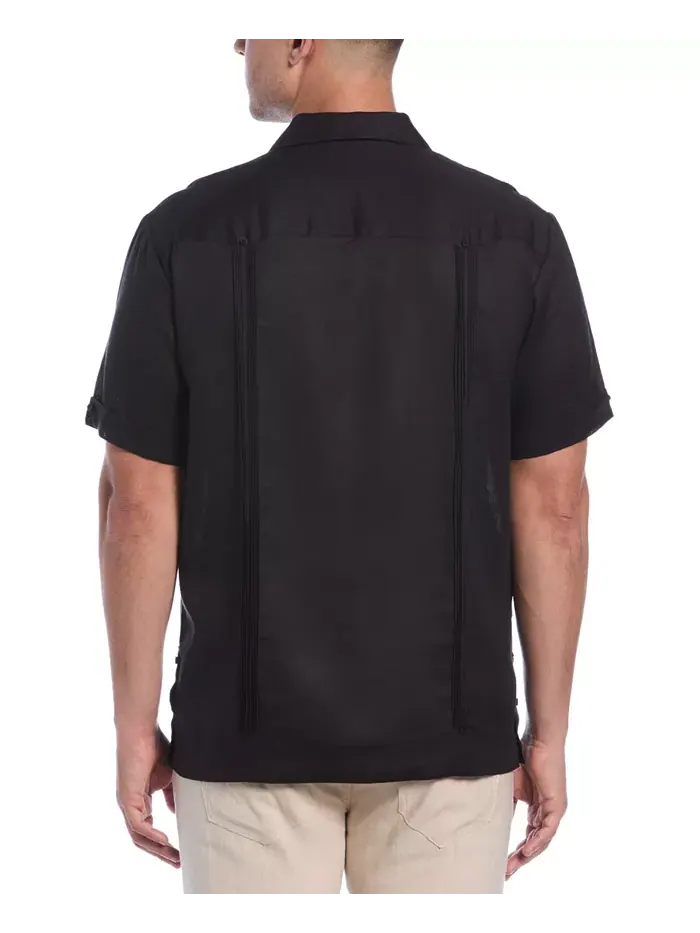 Мужская 100% льняная рубашка с коротким рукавом и четырьмя карманами Guayabera Cubavera — изображение 2 из 8, черный