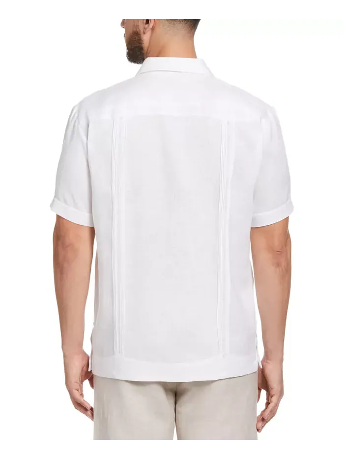 Мужская 100% льняная рубашка с коротким рукавом и четырьмя карманами Guayabera Cubavera — изображение 2 из 8, яркий белый