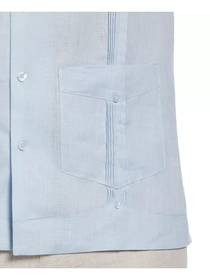 Мужская 100% льняная рубашка с коротким рукавом и четырьмя карманами Guayabera Cubavera — изображение 7 из 8, яркий белый