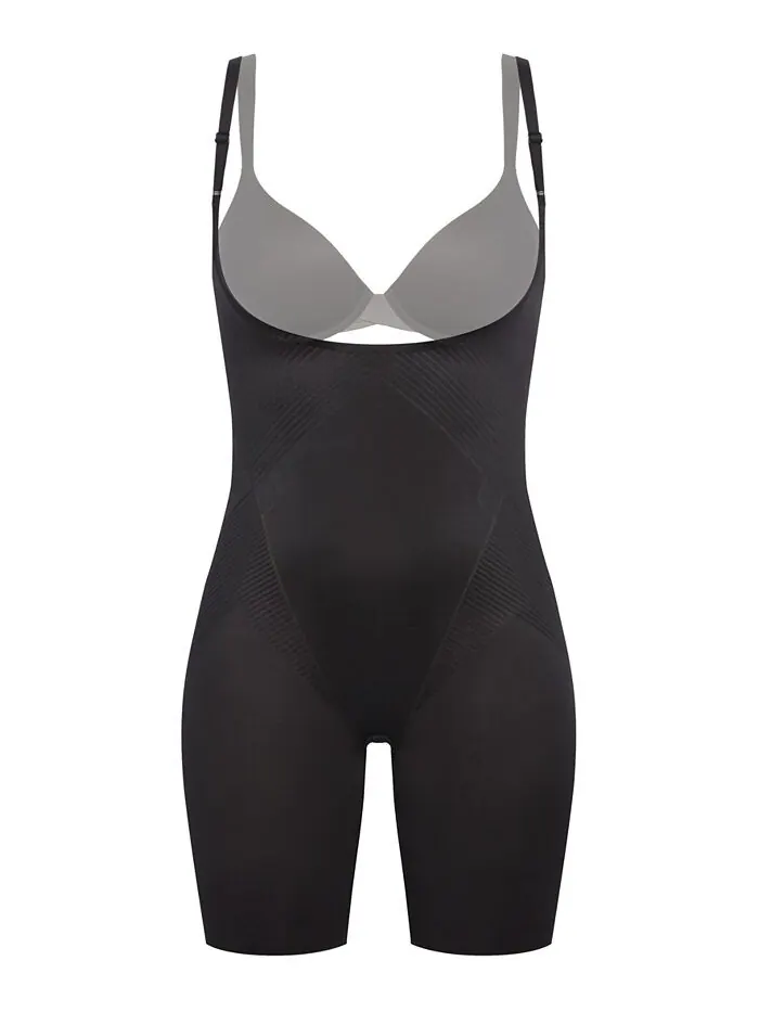Женское боди Thinstincts 2.0 с открытой грудью и длиной до середины бедра SPANX — изображение 4 из 7, черный